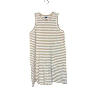Old Navy Short Midi Dress Women’s Large, Tan and White Stripe, GUC
